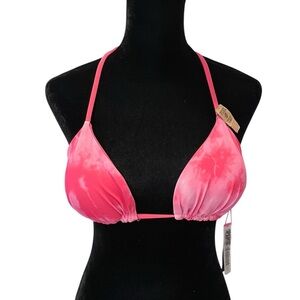 PINK hot pink tie dye bikini top size large - y2k coconutgirl surf hawaii beach